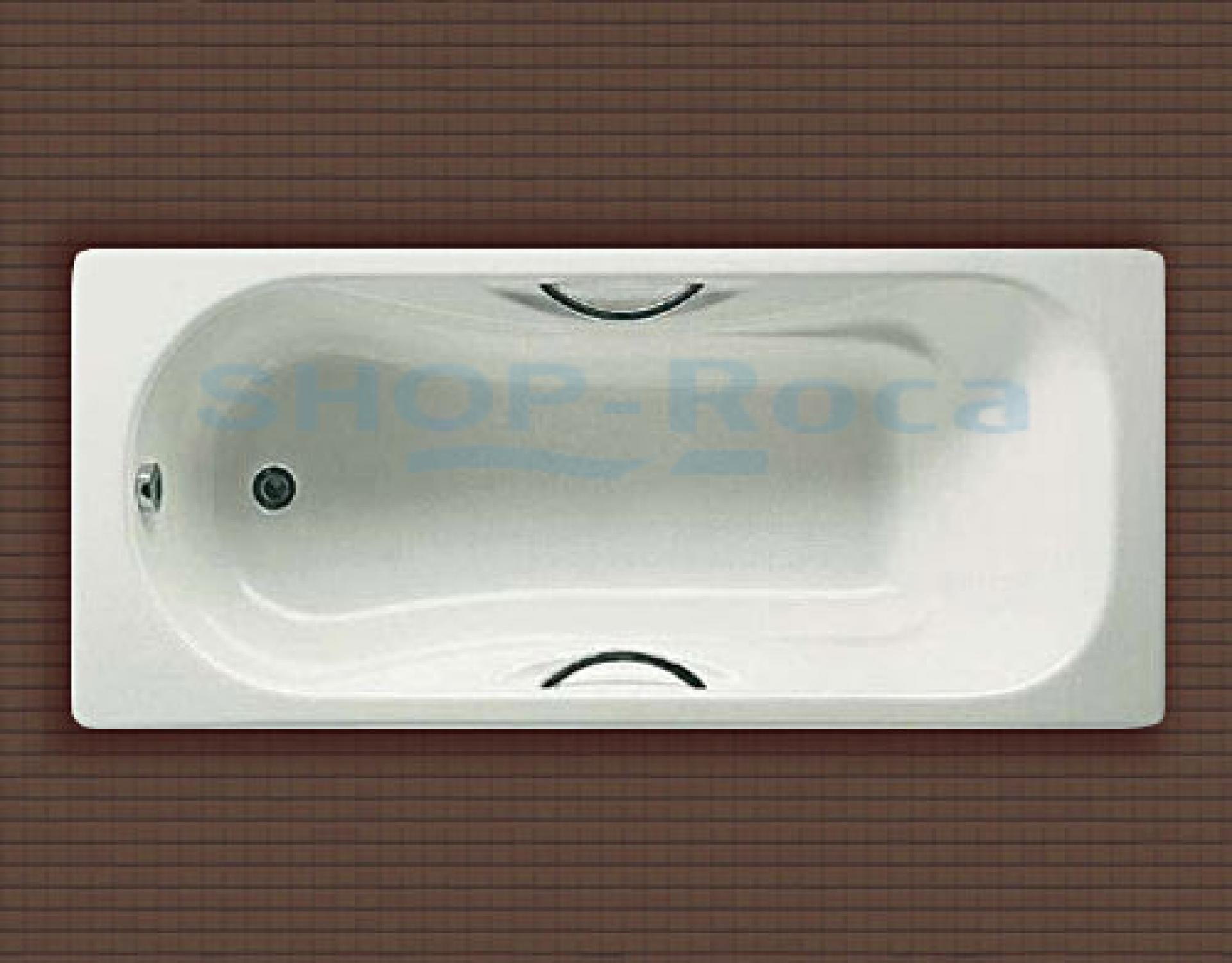Фото: Чугунная ванна 170х75 Roca Malibu 23097000R с отверстиями для ручек Roca в каталоге