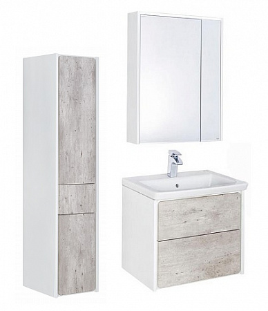 Фото: Комплект мебели 60 см Roca Ronda бетон/белый глянец + шкаф-пенал левый Roca в каталоге